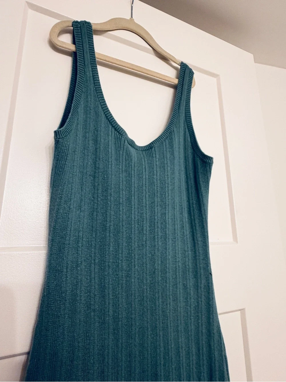 Abercrombie & Fitch Ribbed Knit Maxi Tank Dress Teal S
